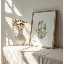 Load image into Gallery viewer, Coastal watercolor green seaweed art print 07-119
