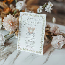 Load image into Gallery viewer, Little Princess Baby Shower Invitation Pink Carriage Floral Invite Editable Corjl 2042
