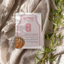 Load image into Gallery viewer, Pink Basketball Jersey 8th Birthday Invitation For Girl, Sports Bday Party Invite, Editable Template 0333
