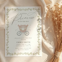 Load image into Gallery viewer, Little Princess Baby Shower Invitation Pink Carriage Floral Invite Editable Corjl 2042
