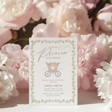 Load image into Gallery viewer, Little Princess Baby Shower Invitation Pink Carriage Floral Invite Editable Corjl 2042
