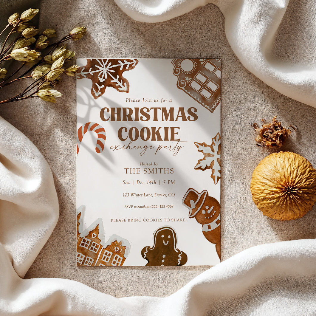 2033 Christmas Cookie Exchange Invite, Kids Christmas Baking Party, Winter Holiday Digital download