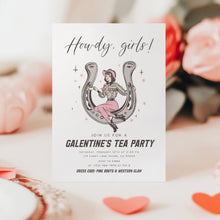 Load image into Gallery viewer, 08012 Galentines Cowgirl Western Pink Girls Tea Party Editable Template, Digital Download
