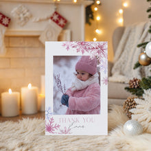 Load image into Gallery viewer, 0319 Editable pink Snow Flakes Winter Onederland Photo Thank You Card Template - Digital Download
