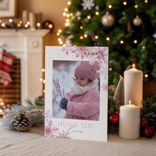 Load image into Gallery viewer, 0319 Editable pink Snow Flakes Winter Onederland Photo Thank You Card Template - Digital Download
