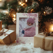 Load image into Gallery viewer, 0319 Editable pink Snow Flakes Winter Onederland Photo Thank You Card Template - Digital Download
