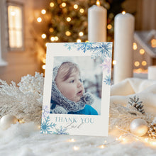 Load image into Gallery viewer, 0319 Editable Blue Snow Flakes Winter Onederland Photo Thank You Card Template - Digital Download
