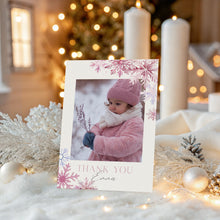 Load image into Gallery viewer, 0319 Editable pink Snow Flakes Winter Onederland Photo Thank You Card Template - Digital Download
