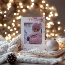 Load image into Gallery viewer, 0319 Editable pink Snow Flakes Winter Onederland Photo Thank You Card Template - Digital Download
