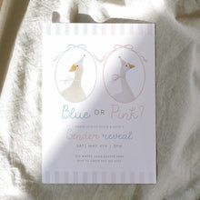 Load image into Gallery viewer, Corjl editable Silly goose gender reveal baby shower invitation template 2011
