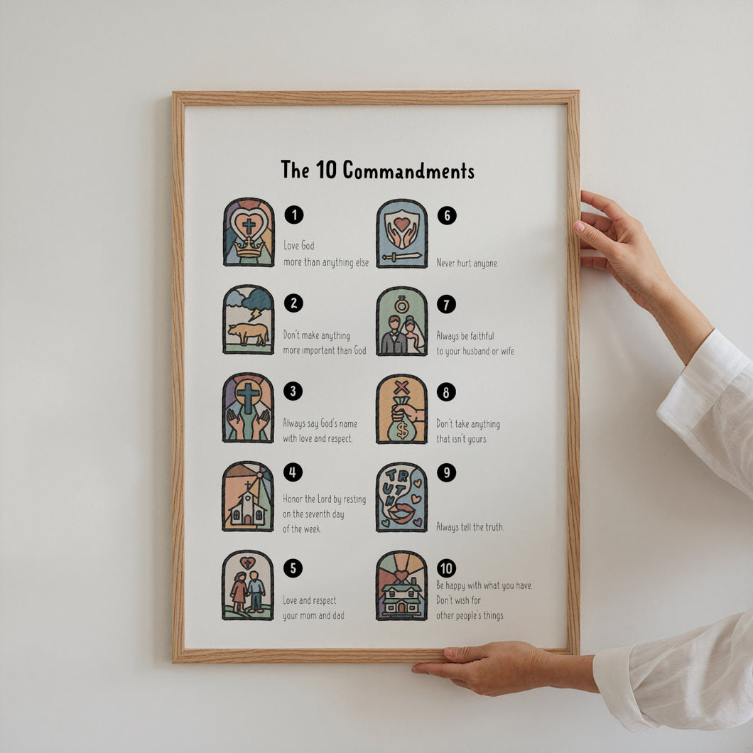 Watercolor boho The ten commandments art prinht 07-345