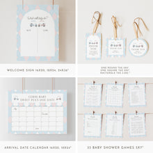 Load image into Gallery viewer, Pink Blue Golf Cart Gender Reveal Baby Shower Template Bundle, Preppy Editable Party Template 0204
