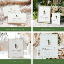 Load image into Gallery viewer, Green mallard duck baby shower party template bundle 2012
