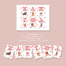 Load image into Gallery viewer, Red Heart Coquette Puppy Valentine's Day Cards, Printable Classroom Gift Exchange Tag, DIGITAL DOWNLOAD 0802
