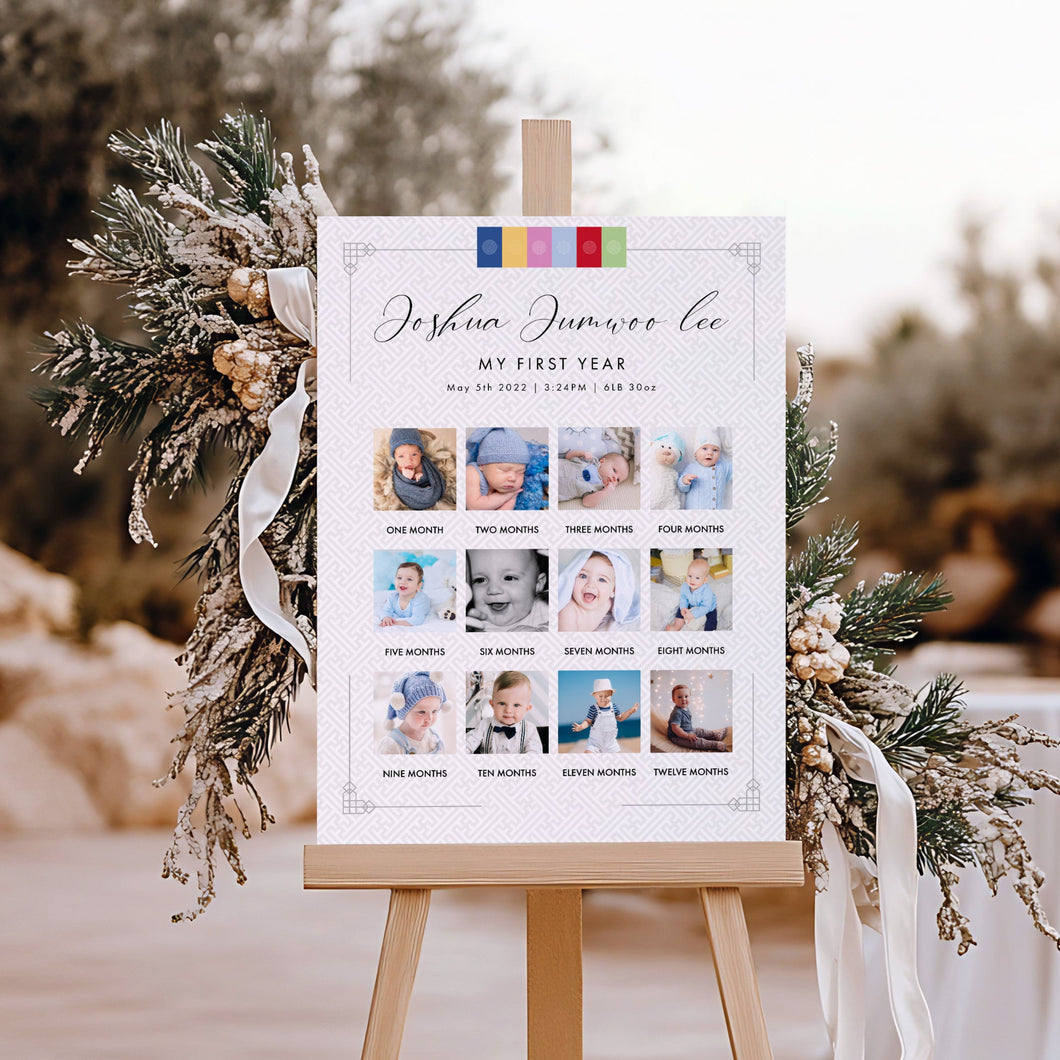 0301 Corjl editable Dol tradition Korean 1st birthday photo milestone board template