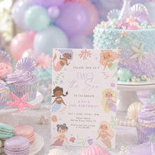 Load image into Gallery viewer, Mermaid Two the Sea 2nd Birthday Invitation Summer Girl Template 0340
