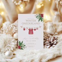 Load image into Gallery viewer, 0320 Editable Winter ONEderland Festive Birthday Invitation Template for Girls, Digital Download

