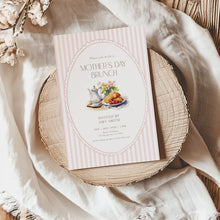 Load image into Gallery viewer, Mother’s Day Brunch Invitation Pink Floral Tea Party Editable Template 0806
