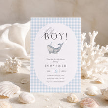 Load image into Gallery viewer, Boy Whale Watercolor Baby Shower Invitation, Elegant Editable Template 2045
