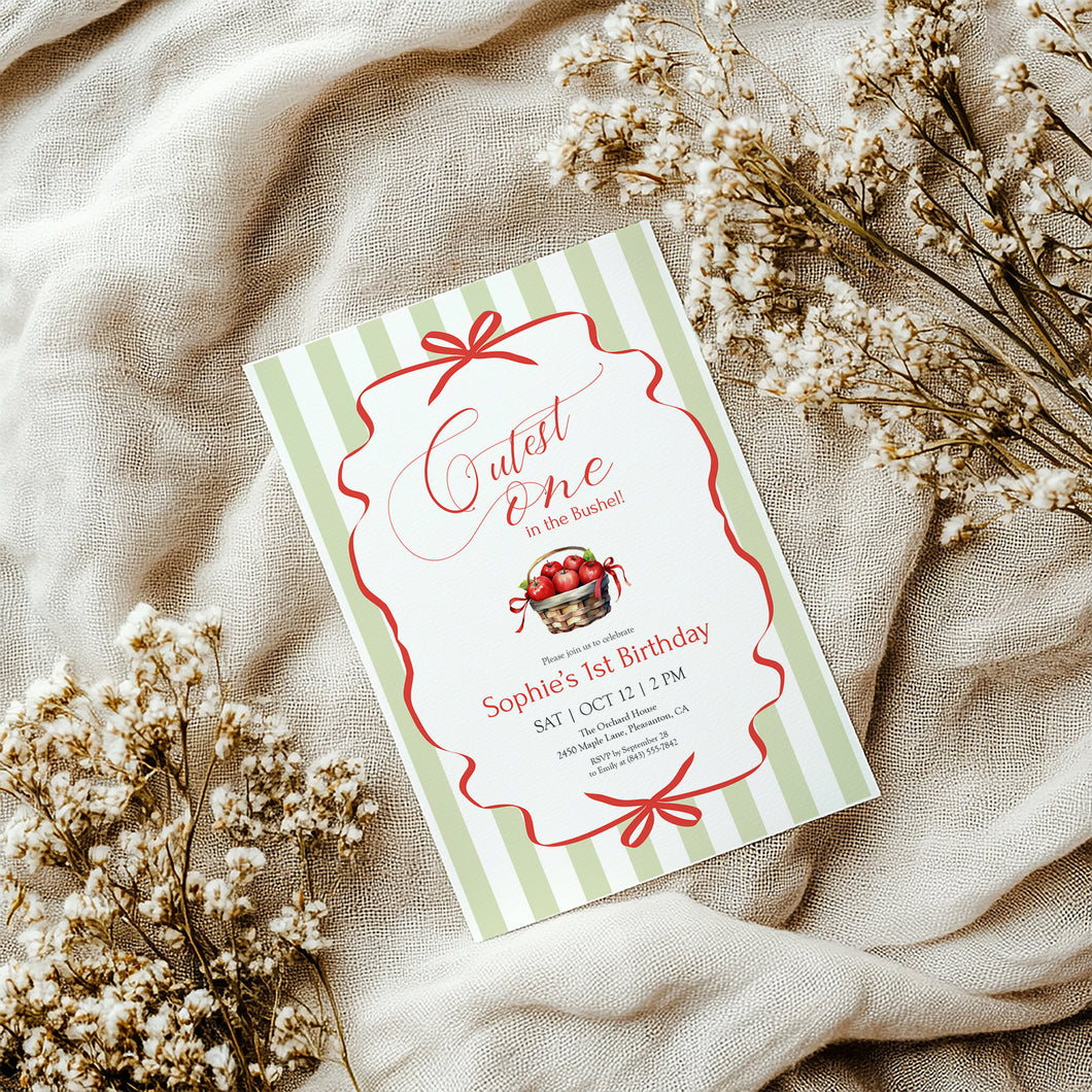 0317 red green fall birthday invitation