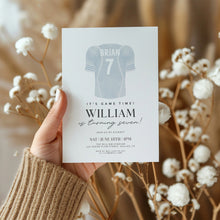 Load image into Gallery viewer, 0325 Blue American Football Jersey Game Time Birthday Invitation, Editable Template, Digital Download
