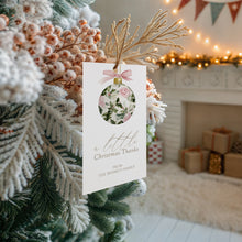 Load image into Gallery viewer, 2033 Pink Christmas Ornament Thank You Gift Tag Template, appreciation favor tag, digital download
