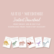 Load image into Gallery viewer, Dinosaur Valentine’s Day Cards for Kids, Printable Dino Valentines Classroom Party, Instant Download 0803
