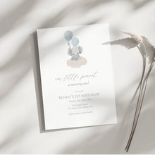 Load image into Gallery viewer, Baby Boy Blue Elephant 1st Birthday Invitation, Editable Digital Download Template 0324
