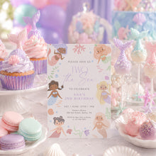 Load image into Gallery viewer, Mermaid Two the Sea 2nd Birthday Invitation Summer Girl Template 0340
