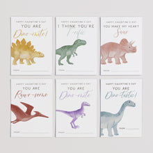 Load image into Gallery viewer, Dinosaur Valentine’s Day Cards for Kids, Printable Dino Valentines Classroom Party, Instant Download 0803
