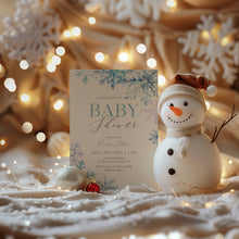 Load image into Gallery viewer, 2024 blue snowflake winter wonderland invitation template
