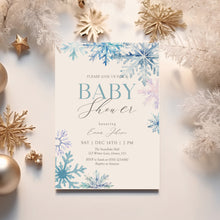 Load image into Gallery viewer, 2024 blue snowflake winter wonderland invitation template
