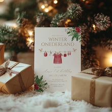 Load image into Gallery viewer, 0320 Editable Winter ONEderland Festive Birthday Invitation Template for Girls, Digital Download
