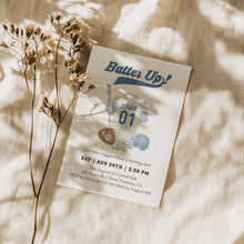 Load image into Gallery viewer, 0314 blue batter up birthday invitation template
