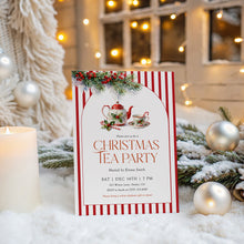 Load image into Gallery viewer, 2033 Winter Christmas Tea Party Holiday Brunch Gathering Invite, Editable Template, Digital Download
