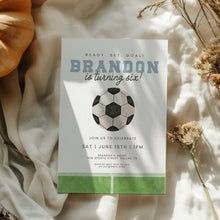 Load image into Gallery viewer, Soccer 6th Birthday Invitation Template, Editable Blue Ready Set Goal Sports Birthday For Boys 0331
