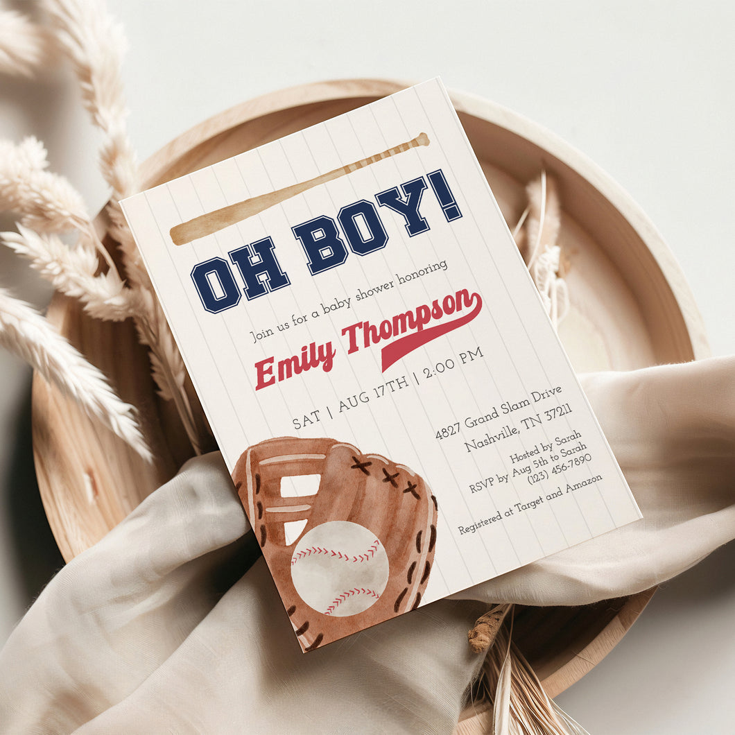 Corjl editable oh boy baseball baby shower invitation template 2016