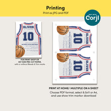Load image into Gallery viewer, Basketball Jersey 10th Birthday Invitation, Sports Game Day Bday Party Invite, Editable Template 0333
