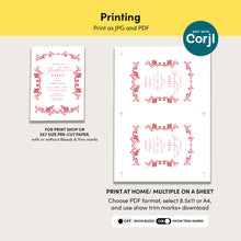 Load image into Gallery viewer, Toile Graduation Invitation Photo Announcement Floral Minimal Party Invite Editable Template 0808
