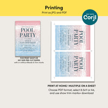 Load image into Gallery viewer, Beach Ocean Photo Pool Party Invitation Editable Summer Coastal Birthday Invite Template 0339
