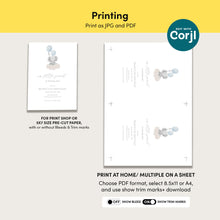 Load image into Gallery viewer, Baby Boy Blue Elephant 1st Birthday Invitation, Editable Digital Download Template 0324
