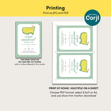 Load image into Gallery viewer, 0311 green golf masters birthday invitation 2 template
