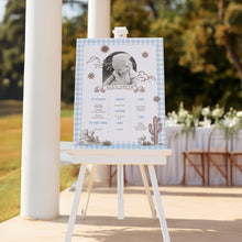 Load image into Gallery viewer, First Rodeo Photo Banner 12 Month Cowboy Birthday Boy Blue Gingham Western Baby Photo 0336

