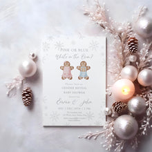 Load image into Gallery viewer, 2029 Gingerbread Gender Reveal Invitation: Holiday Baby Shower (Editable)
