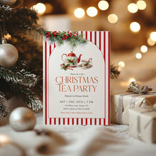 Load image into Gallery viewer, 2033 Winter Christmas Tea Party Holiday Brunch Gathering Invite, Editable Template, Digital Download
