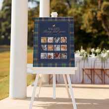 Load image into Gallery viewer, 0327 Vintage Teddy Bear Navy Plaid 1st Year photo Birthday Milestone Board Template, Digital Download
