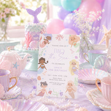 Load image into Gallery viewer, Mermaid Two the Sea 2nd Birthday Invitation Summer Girl Template 0340
