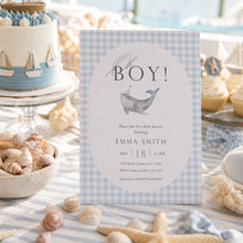Load image into Gallery viewer, Boy Whale Watercolor Baby Shower Invitation, Elegant Editable Template 2045
