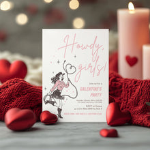 Load image into Gallery viewer, 08012 Cowgirl Valentines Girls Night Out Party Invite, editable template, digital download
