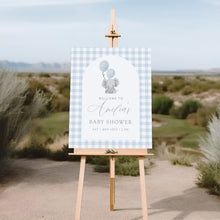 Load image into Gallery viewer, 2031 Blue Elephant Boys baby shower welcome sign template, digital download
